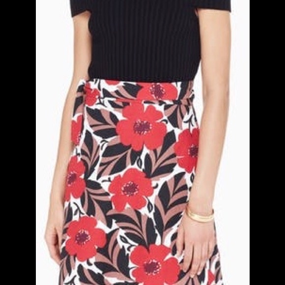 Kate Spade Woven Floral Print Wrap Skirt - Picture 9 of 9